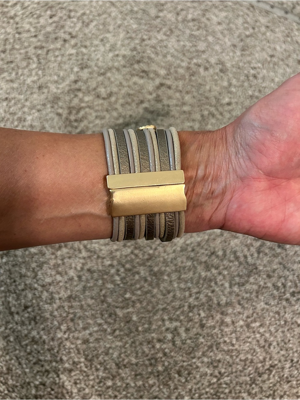 Gold Accent Taupe Wrap Bracelet - Women Jewelry - Picture 4 of 4
